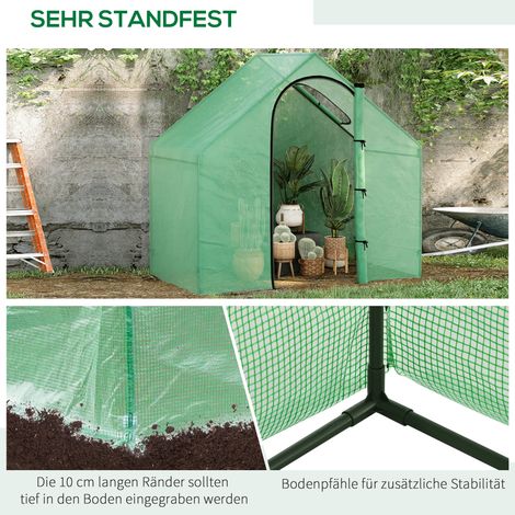 Serre de jardin pour tomates 180x100x168 cm avec fenêtre et porte, tunnel de culture en acier et PVC, abri de végétation pour potager extérieur (1/5)