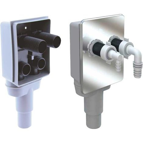 Siphon encastrable avec double raccordement pour lave-linge - sèche-linge Bampi, sortie Ø40/50