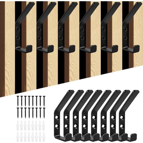 8 Pièces Porte Manteau pour Panneau Acoustique Mural, 13 mm Wide Double patères à visser pour chambre, salon, salle de bain, patères murales (1/5)