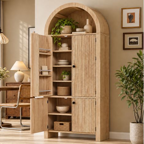 Küchenhochschrank 78x40x180 cm aus Spanplatte, verstellbare Regale – MEUBLIV (1/5)