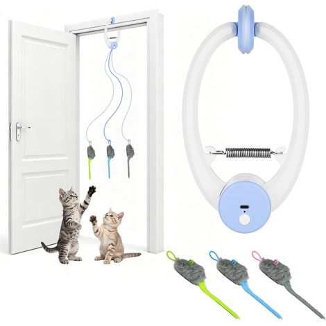 Jouet Interactifs à Suspendre pour Chat, 3Pcs Jouets Électrique pour Chat à Porte Suspendue, Porte Suspendue Souris Jouet Chat avec Corde et Souris en Peluche, pour Jouer et Exercer (1/5)