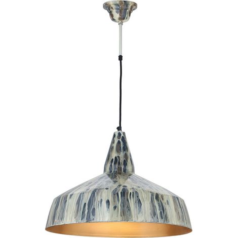 Lampada a sospensione Harlow in metallo crema e oro (1/3)