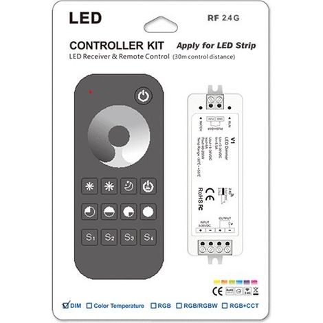 Kit de contrôleur de gradation RF 5-36 VCC 1 canal 8 A V1 + RT1 (1/2)