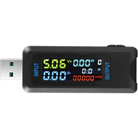 Comprobador USB multifuncional, pantalla IPS digital, mide voltaje, corriente, capacidad y potencia, voltímetro, detección eléctrica.