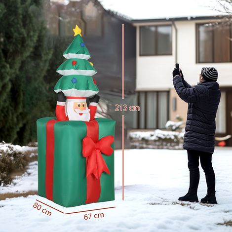Décoration de Noël gonflable avec lumières LED, en polyester, pour une utilisation intérieure et extérieure, rouge et verte (1/5)