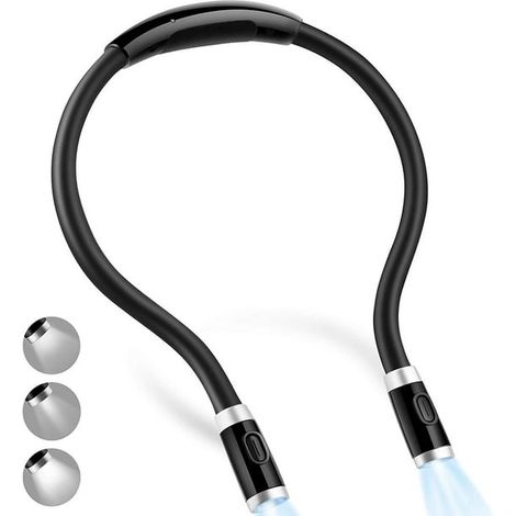 Lámpara de lectura LED recargable, luz de lectura para leer en la cama, 3 niveles de brillo, brazos flexibles de silicona suave, cómodos de llevar, duraderos, ideales para leer, hacer manualidades y t
