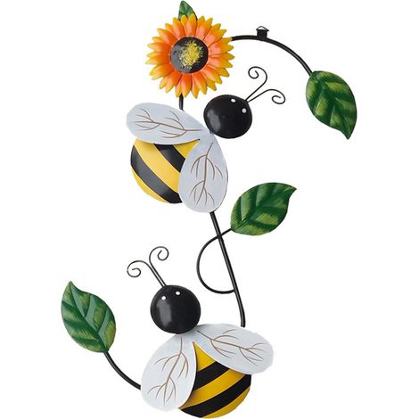 Décoration Murale En Métal - Abeille Et Coccinelle 3D - Pour Intérieur Et Extérieur - Hauteur 39 Cm - Couleurs Rouge Et Jaune - Lot De 1 (1/5)
