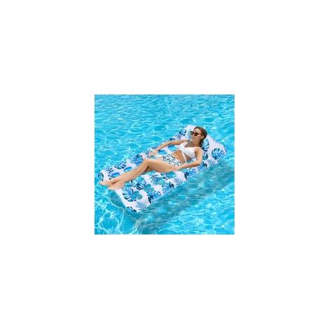 Matelas gonflable pour piscine, 165 x 83 cm, chaise flottante gonflable avec trous, radeau à air poreux, radeau de piscine avec oreillers, pour activités aquatiques en plein air en été