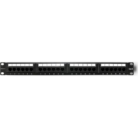 Pannello di permutazione rack Qoltec  24 porte  Cat.6 UTP  Nero (1/4)