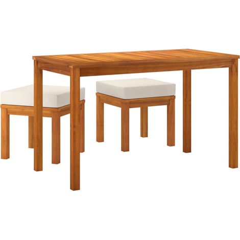 Set de comedor para jardín 3 piezas con cojines madera acacia vidaXL