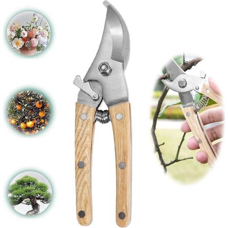 Gartenschere - Höchste Qualität - SK5 Stahl - Ergonomischer Griff - Sicherheitsverschluss - 19x5cm