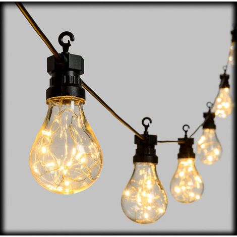 ProGarden, Catena Luminosa LED, 20 Lampadine Bianco Caldo, Per Esterni