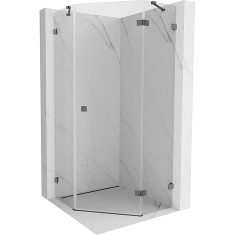 Mexen Lunar Eckige Duschkabine rechtsseitig, 90 x 90 cm, transparent, gun gray gebürstet - 831-090P-090L-66-00-P (1/5)