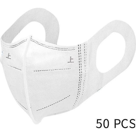 Masque anti-poussière 3D blanc 50 pièces, masque anti-poussière jetable, protection à trois couches, adulte respirant (unisexe)