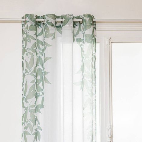 Voilage étamine vert 140x240cm – 100% polyester – 8 œillets – Pour fenêtres – Décoration intérieure élégante (1/3)