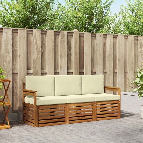 Sofagarnituren 3 pcs Natur und Creme Massivholz Akazie