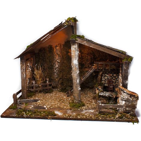 Capanna Presepe con Luci e Mulino ad Acqua 60x35 cm 11362 (1/5)
