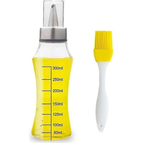 Distributeur d'huile d'olive de qualité supérieure (400 ml) en acier inoxydable et verre, avec goupillon, idéal pour la cuisson au barbecue et autres grillades. (1/5)