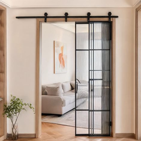 Kit complet de rails pour porte coulissante double en acier 200 (1/5)