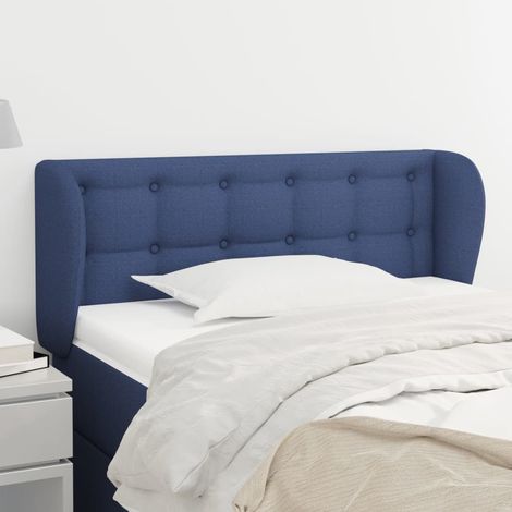 Tête de lit avec oreilles pour lit simple, Cadre de lit, Tableau décoratif de chevet Bleu 93x23x78/88 cm Tissu SDG37152 (1/5)