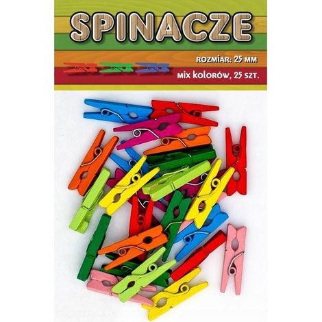 Pinces en bois colorées, 25 pièces, 2,5 cm
