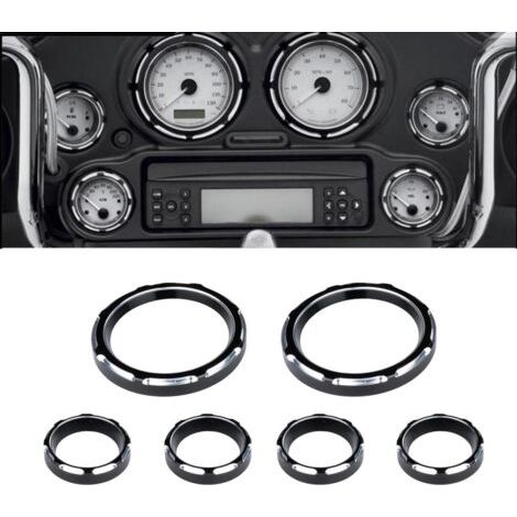 4'' Speedometer Cover Electra Glide Gauge Cover Harley Road King 2'' Gauge Cover Road Glide Gauge Burst Bezel Kit pour Harley Street Glide 1996-2013 02 03 04 05 06 07 08 (Noir) (1/5)