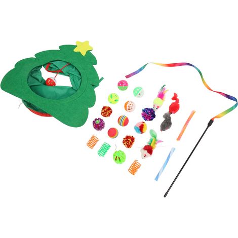 Ensemble de jouets pour chat : tunnel, baguette interactive colorée, balle, souris, tunnel de jeu pliable, kit de jouets de Noël pour chatons (1/5)