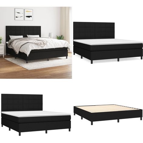 Boxspringbett mit Matratze Schwarz 180x200 cm Stoff - Boxspringbett - Doppelbett - Schlafraum - Bettsystem - Matratze - Home & Living (1/5)
