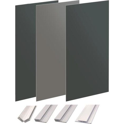 ONDEE - Kit instalación paneles murales esquina WALLDECO 200cm gris antracita perfil blanco