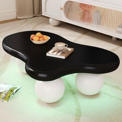 Table basse - WESTYLE - 100x60x30 cm - Design nuage - LED 16 couleurs - MDF mat (1/5)