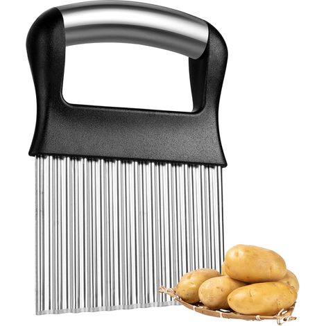 1 Coupe Frites, Lame Ondulée, Acier Inoxydable, Poignée ABS, Pour Légumes Et Fruits (1/5)
