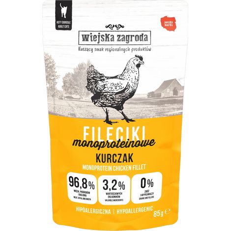 Wiejska Zagroda Filetes Mono comida húmeda para gatos Adult Pollo 85g (1/3)