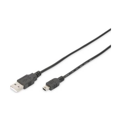 Digitus Câble USB USB 2.0 USB-A mâle, USB-Mini-B mâle 1.00 m noir rond, blindage double DB-300130-01 (1/3)
