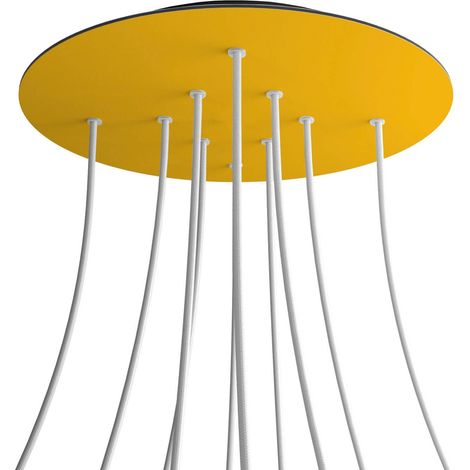 creative cables Rose-One XXL Rosette ronde, diamètre 400 mm avec 10 trous et 4 trous latéraux - Mustard, Black (1/5)