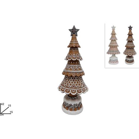 Decorazione Natalizia Albero di Natale in Ceramica Decoro Biscotto 42 cm 2 Colori