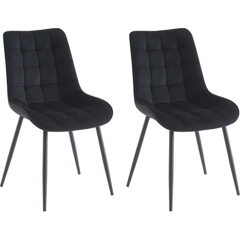 Lot de 2 chaises matelassées - Velours et métal - Noir - OLLUA (1/5)