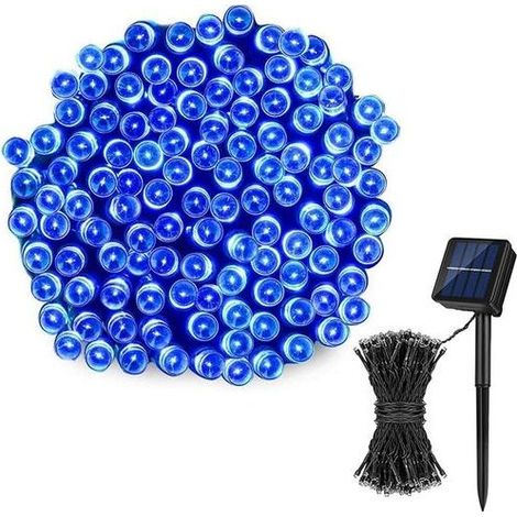 Guirlande lumineuse solaire d'extérieur avec télécommande, lumière bleue-AquaForge (1/5)