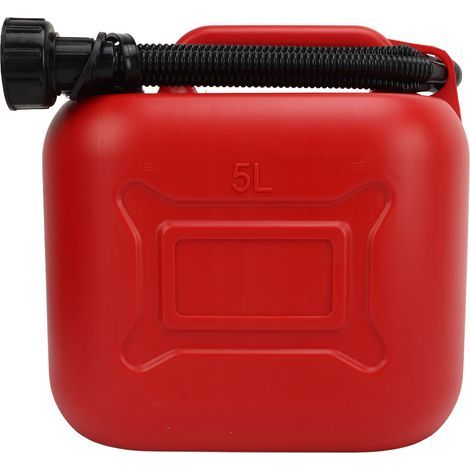 5 L (1.3 gallon) red ABS leak-proof portable petrol can with 27 cm outlet hose (1/5)