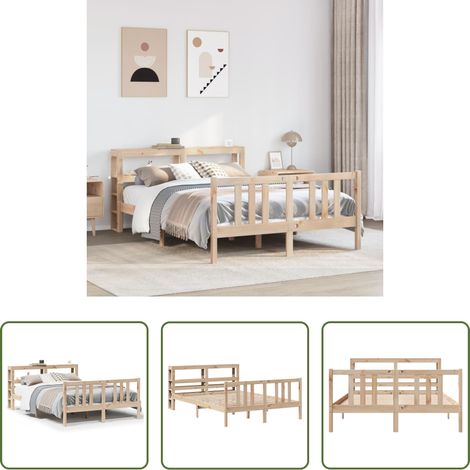 vidaXL Estructura de cama con cabecero madera maciza pino 120x200 cm (1/5)