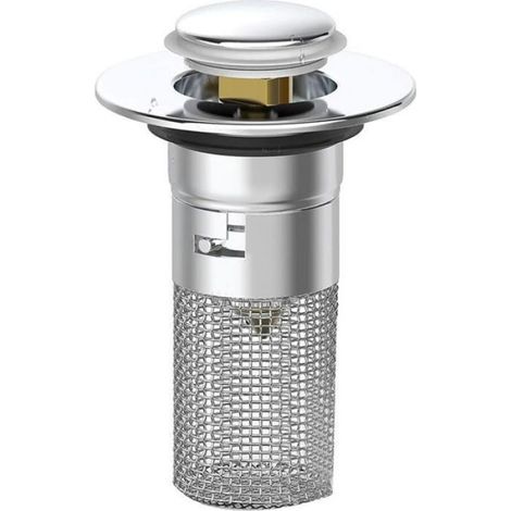 Bonde de lavabo avec panier filtrant - - Anti-obstruction - Panier filtrant amovible - Acier inoxydable (1/3)