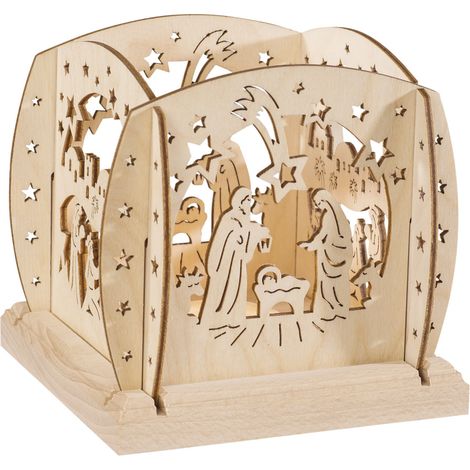 Laterne Deko Holz Weihnachten für 1 Teelicht 12 cm 3-fach sortiert Laterne (1/3)