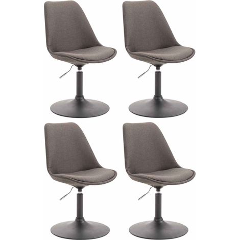 Conjunto de 4 sillas de comedor giratorias con altura regulable en tela gris oscuro con patas de trompeta de metal negro 100008446 (1/5)