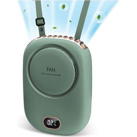 Tragbarer, freihändiger Nackenventilator mit verstellbarem Kabel und Ständer, wiederaufladbarer Mini-USB-Ventilator ohne Rotorblätter, 3 Geschwindigkeitsstufen, für Frauen und Kinder, Reise, umweltfre (1/5)