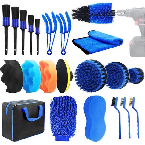 22pcs Kit De Brosse Nettoyage Voiture, Pinceau-nettoyage-voiture Pinceau-detailing-auto Brosse-lavage-voiture Car-cleaning-kit Brosse-jante-voitur (1/5)