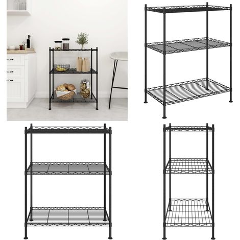 Étagère de rangement 3 niveaux 60x35x76 cm noir 150 kg - Étagère De Rangement - Étagère Métallique - Rangement Intérieur - Organisation Maison - Meuble De Rangement - Home & Living (1/5)
