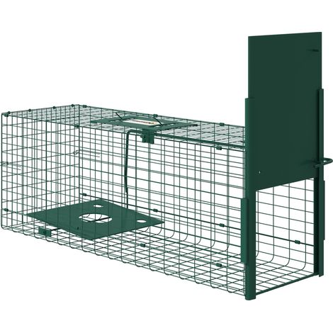 Cage-piège pour petits animaux avec une porte et une poignée, 80 x 25 x 30 cm, vert foncé (1/5)