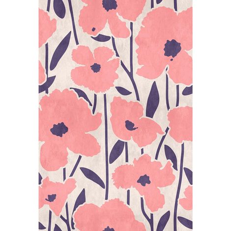 Papier peint panoramique floral effet coquelicot Tapisserie panoramique design marché aux fleurs moderne Papier peint panoramique rose & blanc (1/2)