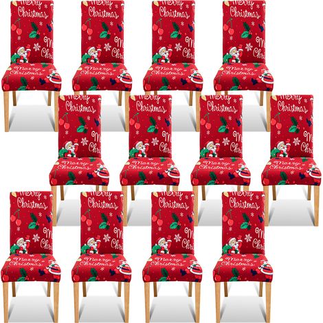 Randaco Housses de chaises de Noël 12x Housse de chaise festive Décoration Protector Chair Cover Party Restaurant (1/5)