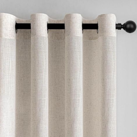 Net Curtain Living Room 140 x 280 cm Natural Linen Bedroom Curtains Adult Translucent and Interior Draperies Eyelets Dressing Kitchen Door 2pcs (1/5)