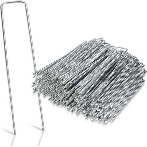 Piquets de Fixation 150 Pièces, Ø3mm en Acier Galvanisé, Ancrage au Sol de Jardin (1/4)
